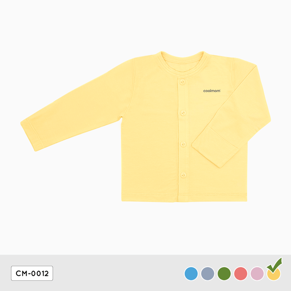 Áo cài giữa tay dài Coolmom chất liệu sợi tre cao cấp màu vàng vanilla size 3M / CM-0012-3M-V