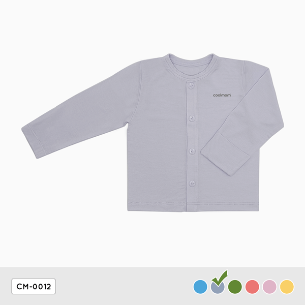 Áo cài giữa tay dài Coolmom chất liệu sợi tre cao cấp màu xám fog size 18M / CM-0012-18M-XF