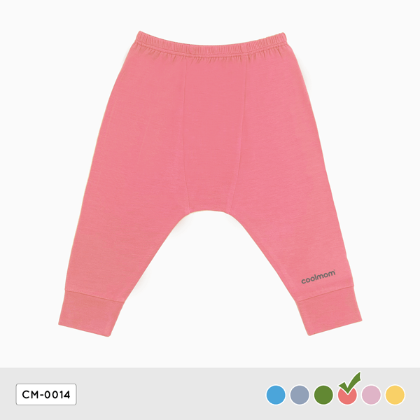 Quần dài đáp đũng Coolmom chất liệu sợi tre cao cấp màu hồng flamingo size 18M / CM-0014-18M-HF