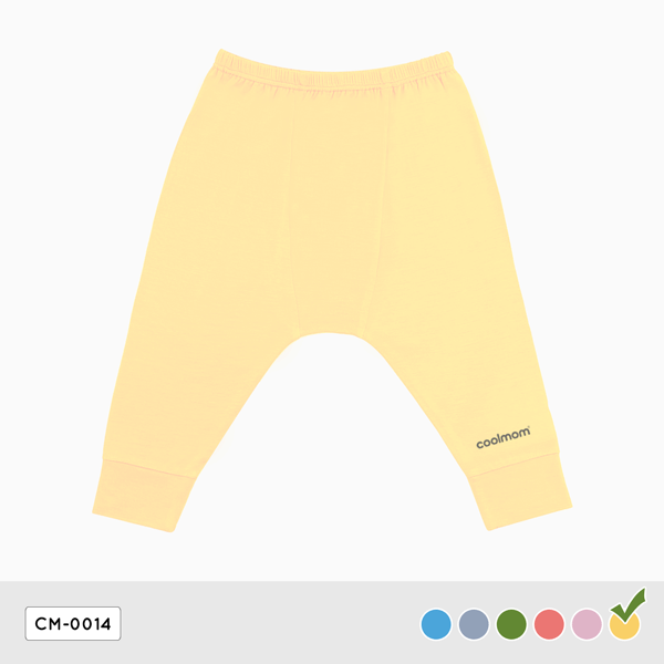 Quần dài đáp đũng Coolmom chất liệu sợi tre cao cấp màu vàng vanilla size 12M / CM-0014-12M-V