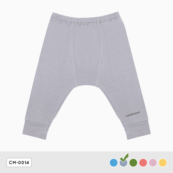 Quần dài đáp đũng Coolmom chất liệu sợi tre cao cấp màu xám fog size 3M / CM-0014-3M-XF