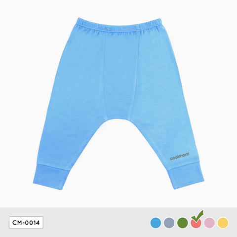 Quần dài đáp đũng Coolmom chất liệu sợi tre cao cấp màu xanh cyan size 3M / CM-0014-3M-XC