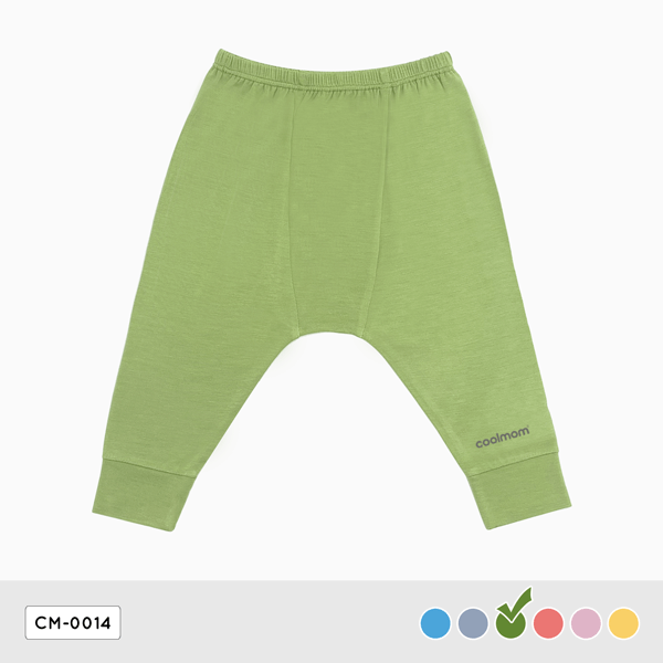 Quần dài đáp đũng Coolmom chất liệu sợi tre cao cấp màu xanh pickle size 6M / CM-0014-6M-XP
