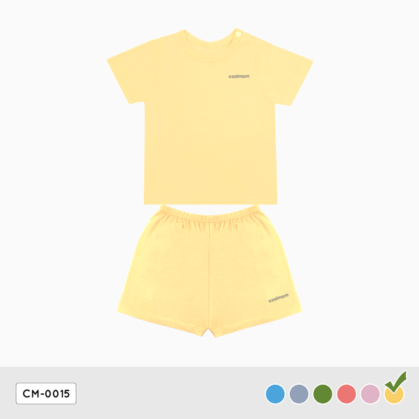 Bộ cộc tay cài vai Coolmom chất liệu sợi tre cao cấp màu vàng vanilla size 3M / CM-0015-3M-V