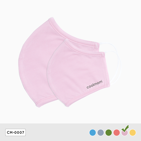 SET khẩu trang mẹ và bé Coolmom chất liệu sợi tre cao cấp màu hồng pastel size M / CM-0007-M-HP