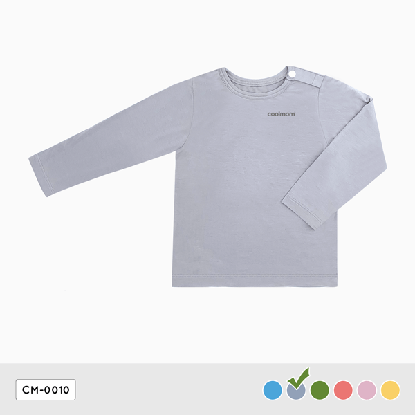 Áo cài vai tay dài Coolmom chất liệu sợi tre cao cấp màu xám fog size 12M / CM-0010-12M-XF