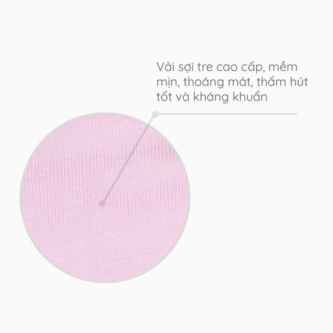 Bộ dài tay cài vai Coolmom chất liệu sợi tre cao cấp màu hồng pastel size 6M / CM-0018-6M-HP