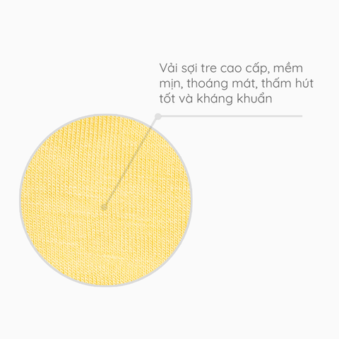Bộ dài tay cài lệch Coolmom chất liệu sợi tre cao cấp màu vàng vanilla size 1M / CM-0021-1M-V
