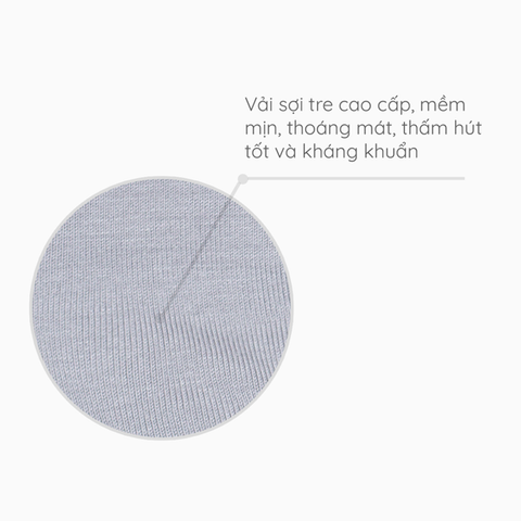 Bộ dài tay cài vai Coolmom chất liệu sợi tre cao cấp màu xám fog size 9M / CM-0018-9M-XF