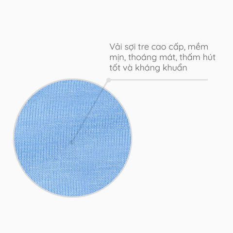 Bộ dài tay cài vai Coolmom chất liệu sợi tre cao cấp màu xanh cyan size 3M / CM-0018-3M-XC