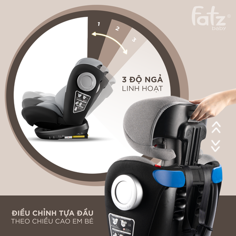 Ghế ngồi ô tô cho bé Fatzbaby Protect 1 - An toàn cho bé, xoay 360 độ, có ISOFIX và TOP TETHER