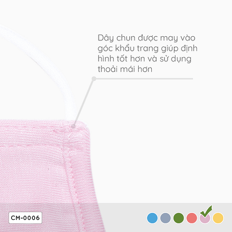 SET khẩu trang mẹ và bé Coolmom chất liệu sợi tre cao cấp màu hồng pastel size M / CM-0007-M-HP
