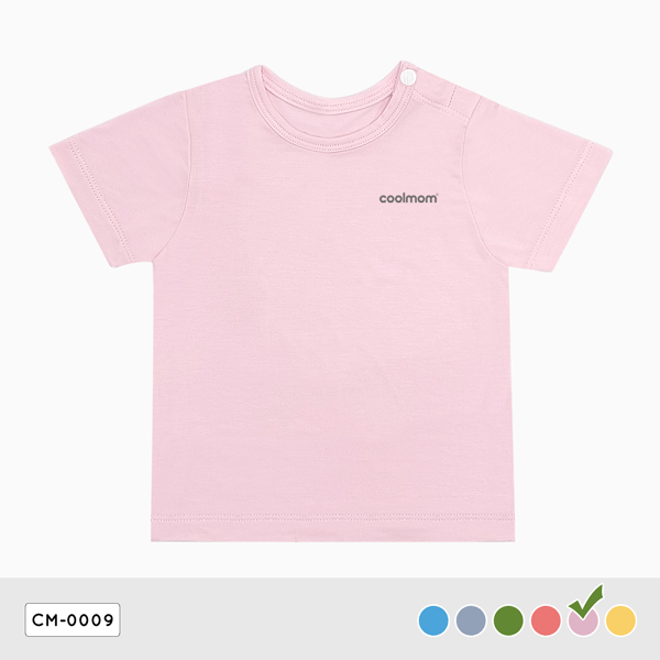 Áo cài vai tay ngắn Coolmom chất liệu sợi tre cao cấp màu hồng pastel size 36M/ CM-0009-36M-HP
