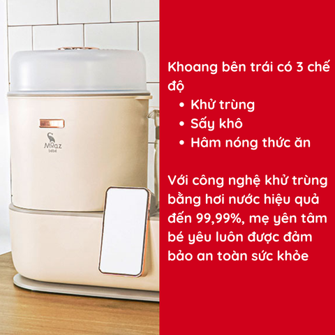 Máy tiệt trùng sấy khô Moaz BéBé tích hợp nấu cháo đun & hâm nước MB-046