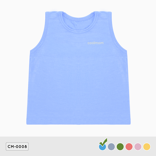 Áo ba lỗ Coolmom chất liệu sợi tre cao cấp màu xanh cyan size 12M/ CM-0008-12M-XC