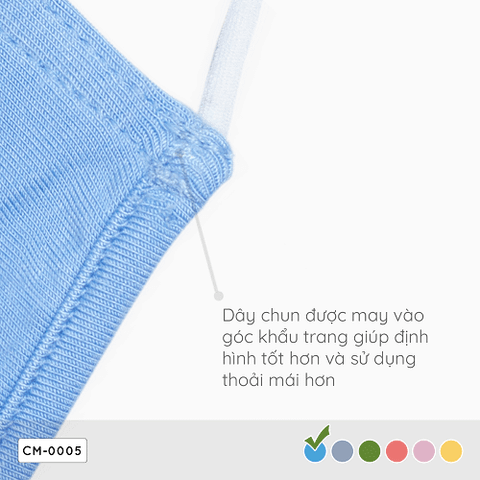 Khẩu trang trẻ em Coolmom chất liệu sợi tre cao cấp màu xanh cyan size M / CM-0005-M-XC