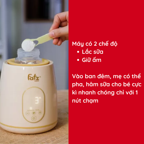 Máy lắc và giữ ấm bình sữa thông minh Fatzbaby SHAKE 2 FB3911HB