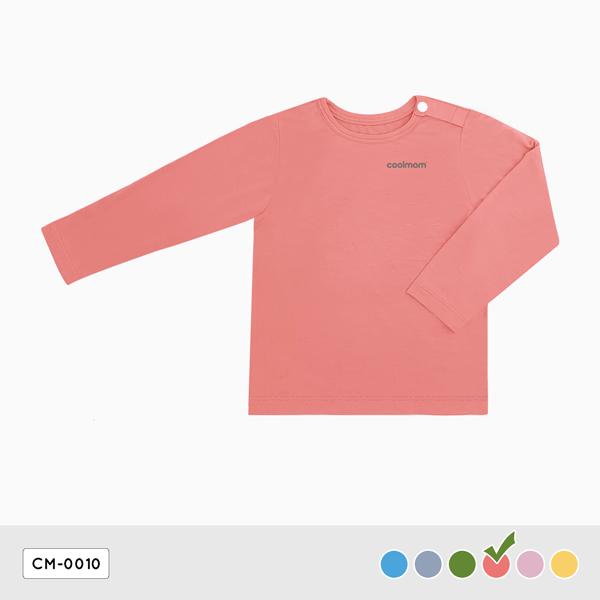 Áo cài vai tay dài Coolmom chất liệu sợi tre cao cấp màu hồng flamingo size 18M / CM-0010-18M-HF