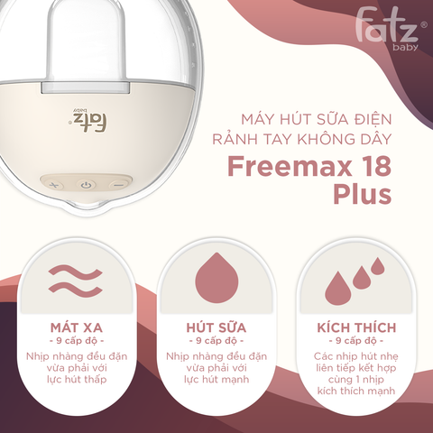 Máy hút sữa điện rảnh tay không dây Fatzbaby Freemax 18 Plus FB1228TP