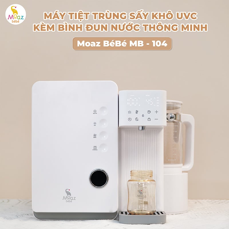 Máy tiệt trùng sấy khô UVC và đun nước thông minh Moaz BéBé MB-104
