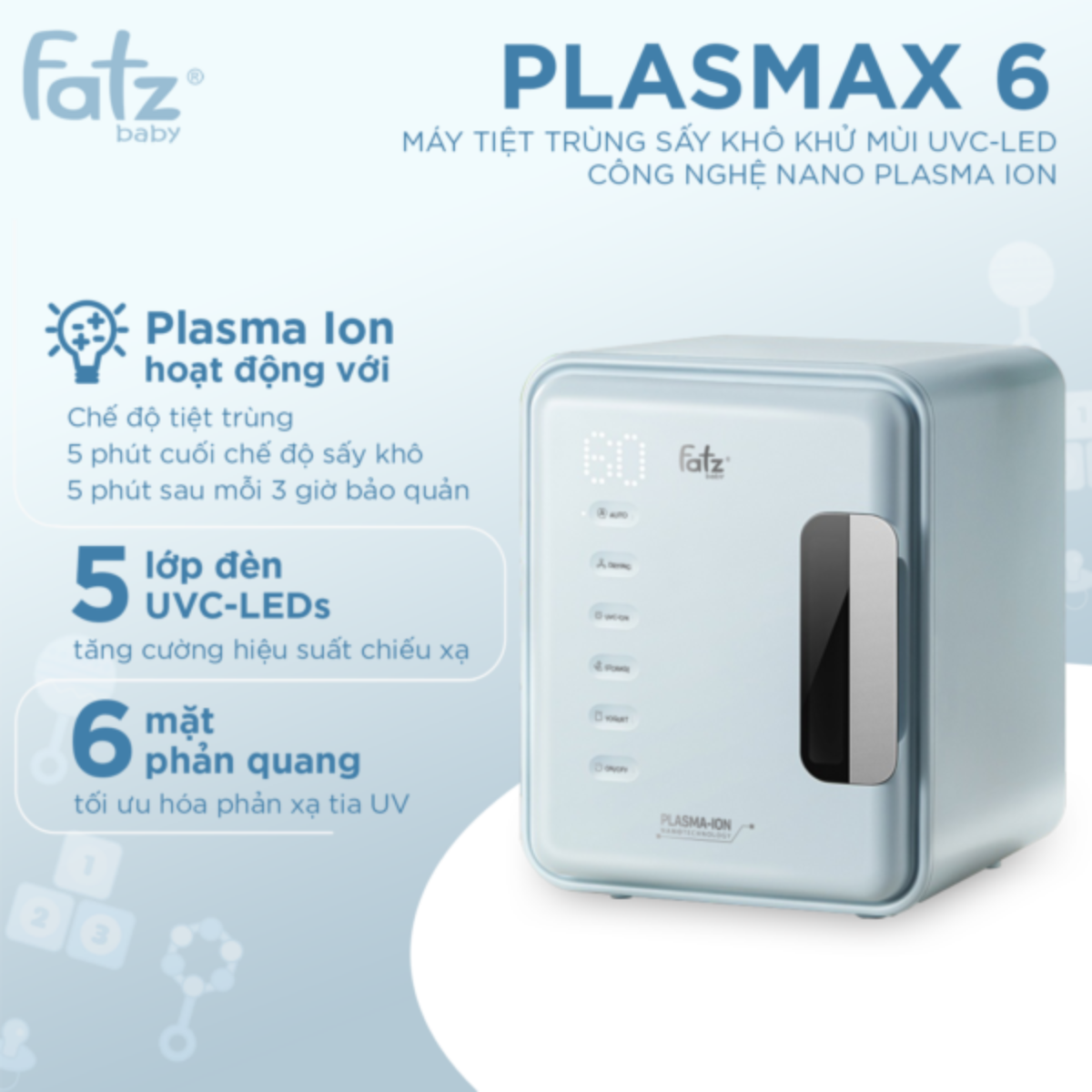 Máy tiệt trùng bình sữa Fatzbaby UVC-LED PLASMAX 6 FB4822FK