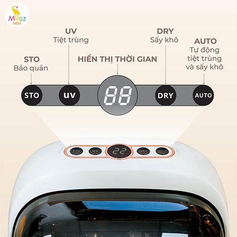 Máy tiệt trùng sấy khô Moaz BéBé UVC úp bình sữa MB-044 Plus
