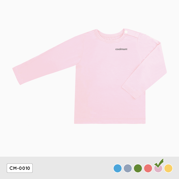 Áo cài vai tay dài Coolmom chất liệu sợi tre cao cấp màu hồng pastel size 1M / CM-0010-1M-HP