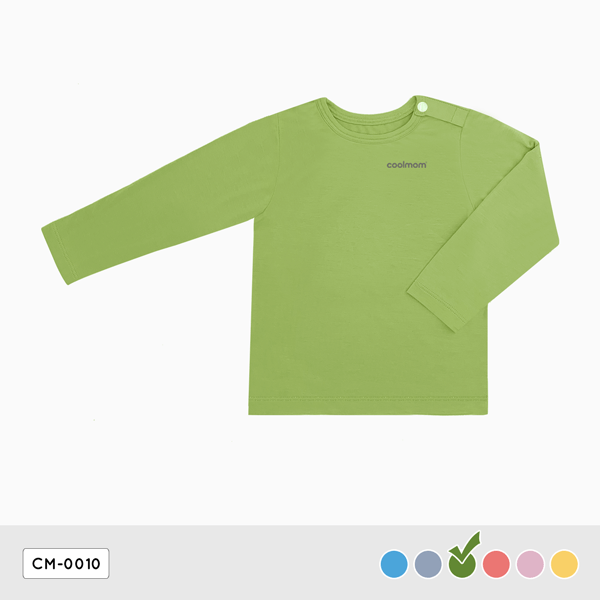Áo cài vai tay dài Coolmom chất liệu sợi tre cao cấp màu xanh pickle size 9M / CM-0010-9M-XP