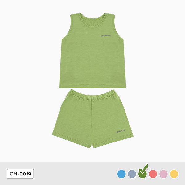 Bộ ba lỗ Coolmom chất liệu sợi tre cao cấp màu xanh pickle size 12M / CM-0019-12M-XP