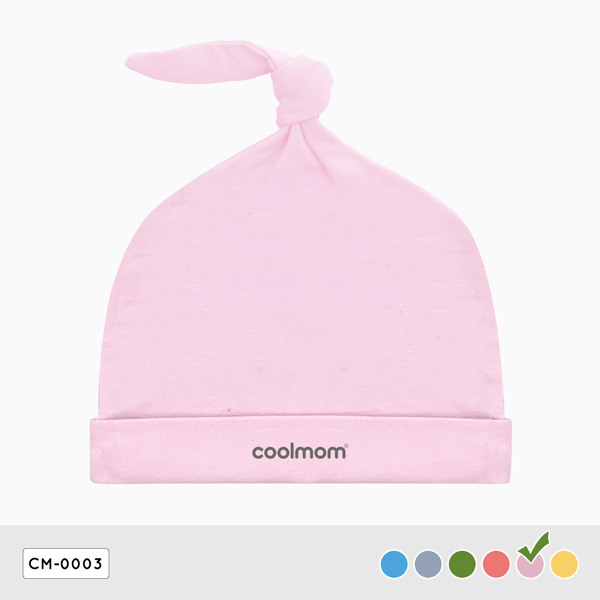 Mũ sơ sinh đuôi gút Coolmom chất liệu sợi tre cao cấp màu hồng pastel / CM-0003-1M-HP