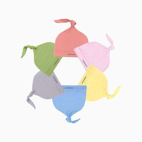 Mũ sơ sinh đuôi gút Coolmom chất liệu sợi tre cao cấp màu hồng flamingo / CM-0003-1M-HF