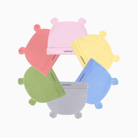Mũ sơ sinh tai gấu Coolmom chất liệu sợi tre cao cấp màu xanh cyan / CM-0004-1M-XC