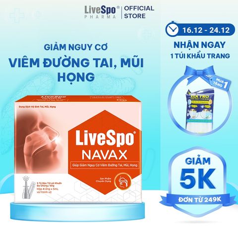 Xịt mũi giảm nghẹt mũi, chảy nước mũi Livespo NAVAX chuyên dụng - Hộp 4 ống x 5ml