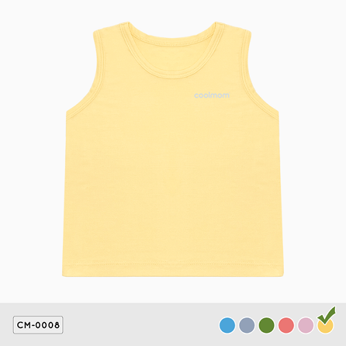 Áo ba lỗ Coolmom chất liệu sợi tre cao cấp màu vàng vanilla size 6M/ CM-0008-6M-V