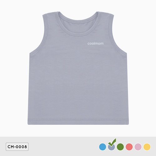 Áo ba lỗ Coolmom chất liệu sợi tre cao cấp màu xám fog size 24M/ CM-0008-24M-XF