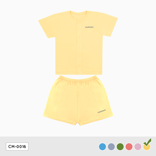 Bộ cộc tay cài giữa Coolmom chất liệu sợi tre cao cấp màu vàng vanilla size 12M / CM-0016-12M-V