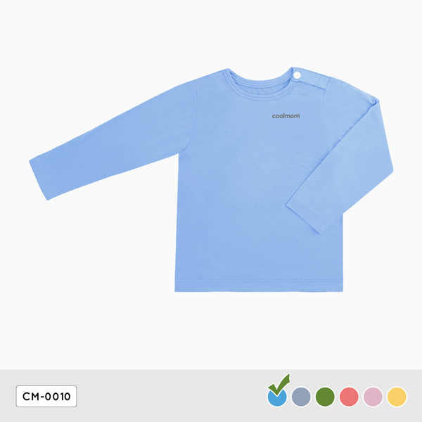 Áo cài vai tay dài Coolmom chất liệu sợi tre cao cấp màu xanh cyan size 18M / CM-0010-18M-XC