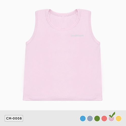 Áo ba lỗ Coolmom chất liệu sợi tre cao cấp màu hồng pastel size 12M/ CM-0008-12M-HP