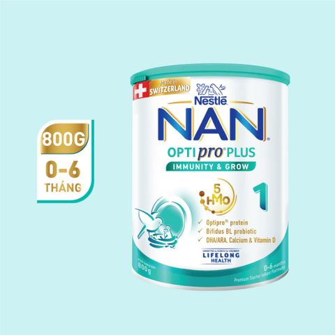 Sữa bột Nestlé NAN OPTIPRO PLUS 1 800g với 5HMO sản xuất tại Thụy Sĩ