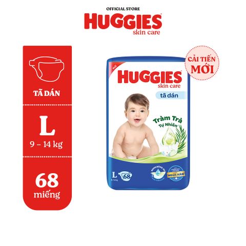 Tã bỉm dán Huggies Skincare Super Jumbo M76+3, L68, XL60, XXL54