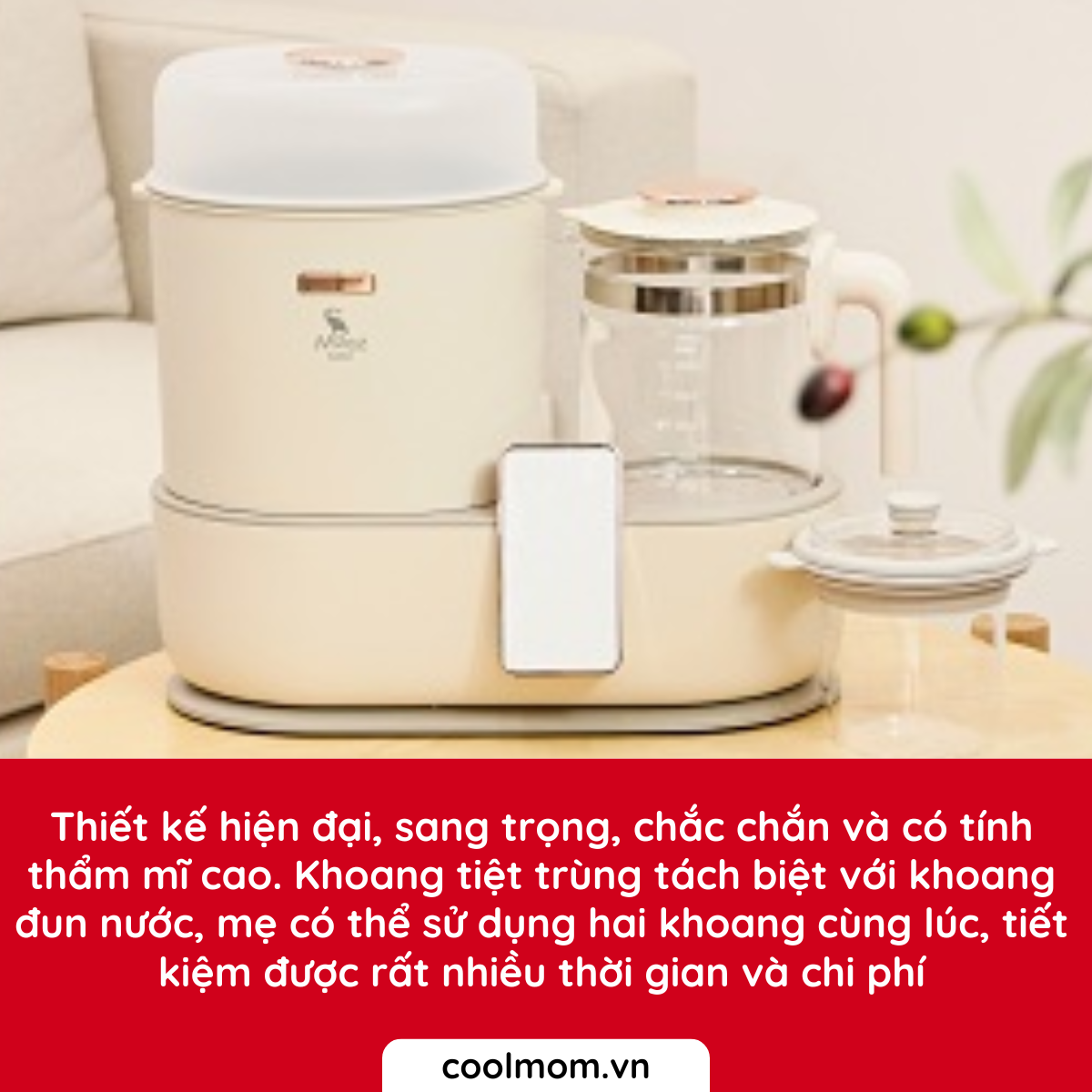 Máy tiệt trùng sấy khô Moaz BéBé tích hợp nấu cháo đun & hâm nước MB-046