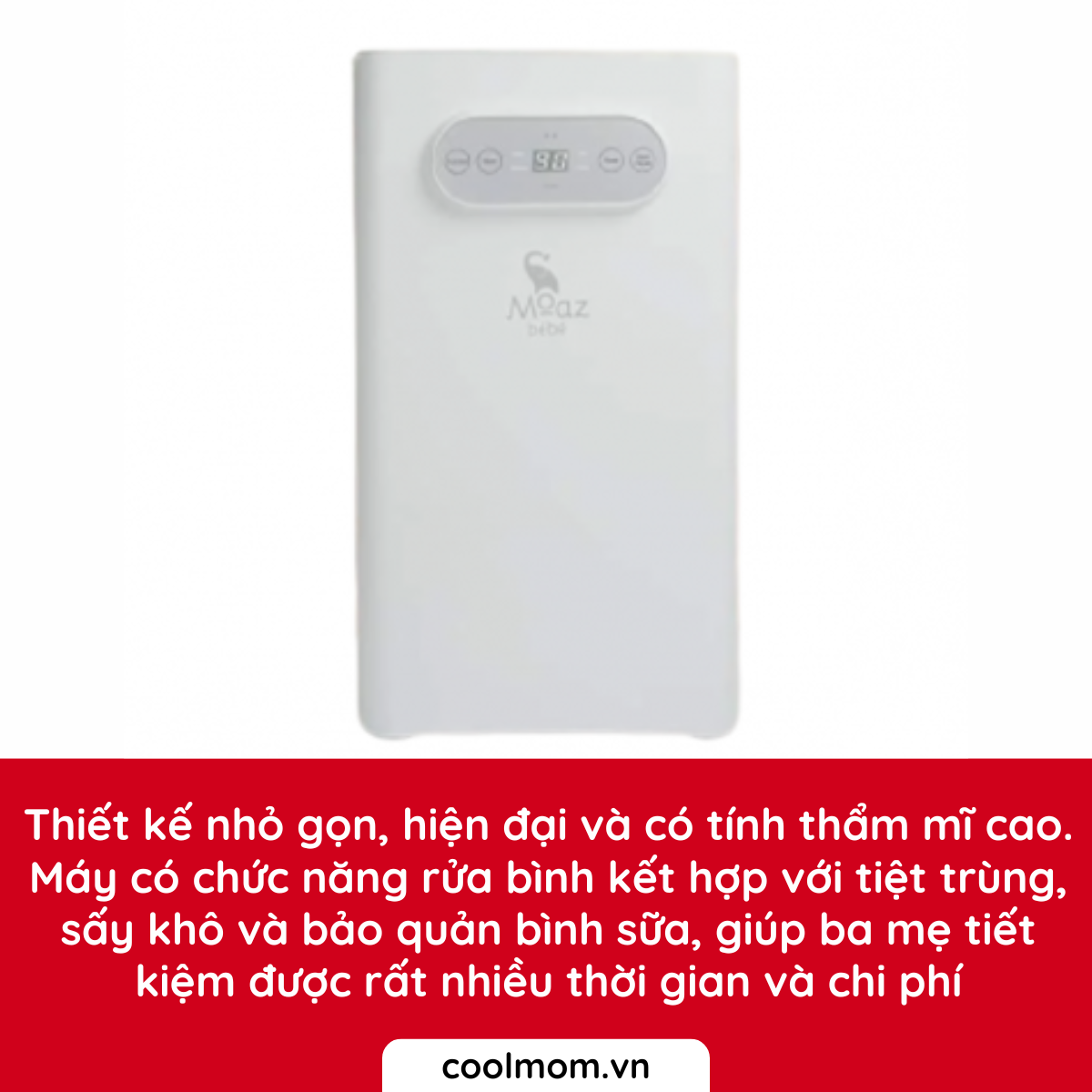 Máy tiệt trùng sấy khô Moaz BéBé có chức năng rửa bình sữa MB-035