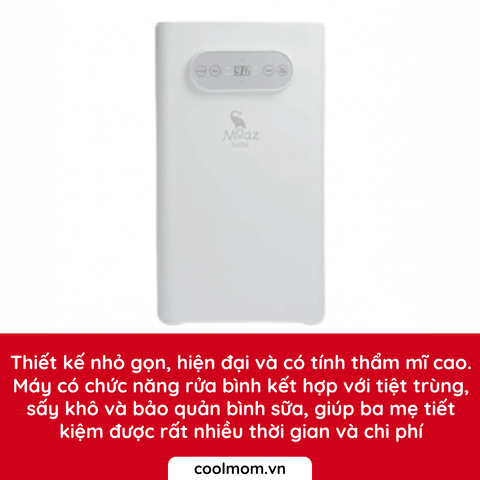 Máy tiệt trùng sấy khô Moaz BéBé có chức năng rửa bình sữa MB-035