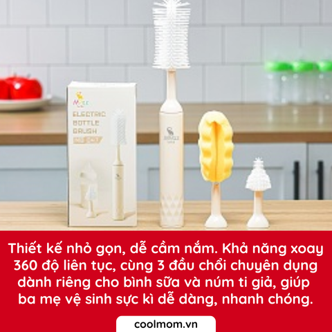 Bộ cọ rửa bình sữa điện Moaz Bébé MB-047