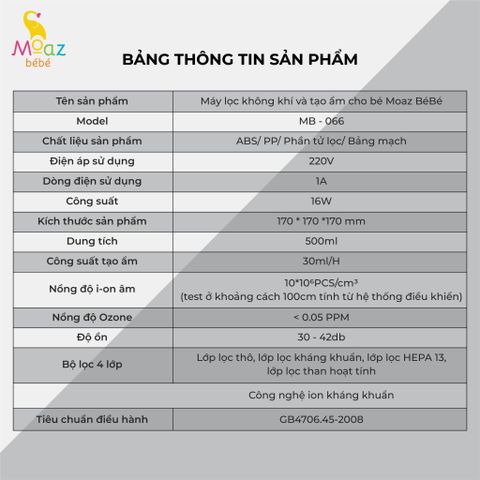 Máy lọc không khí và tạo độ ẩm Moaz MB-066