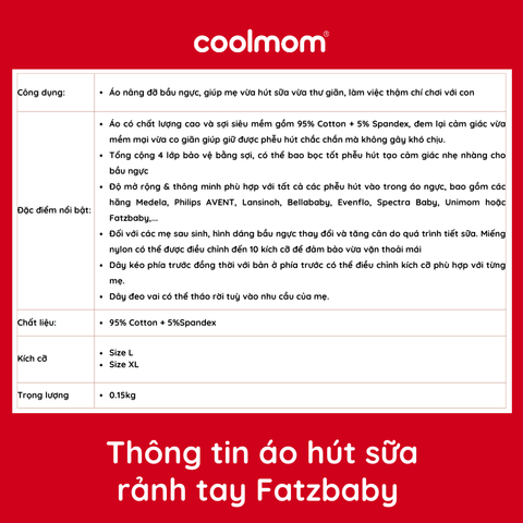Áo hút sữa rảnh tay Fatzbaby FB0023VN
