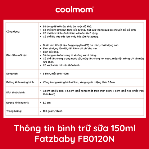 Bộ 3 bình trữ sữa mẹ Fatzbaby STORE 2 140ml FB0140VN