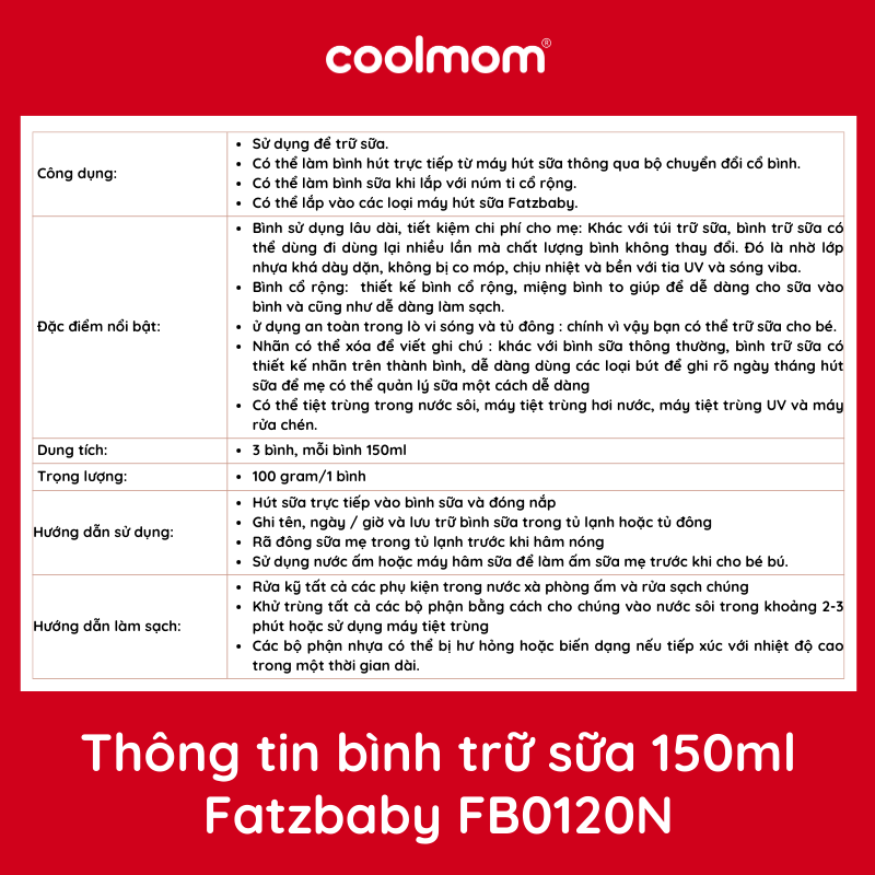 Bộ 3 bình trữ sữa FatzBaby 150ml FB0120N