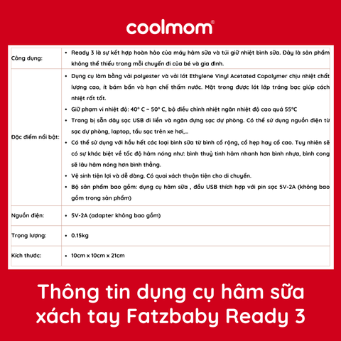Dụng cụ hâm sữa xách tay Fatzbaby READY 3 FB3103SL