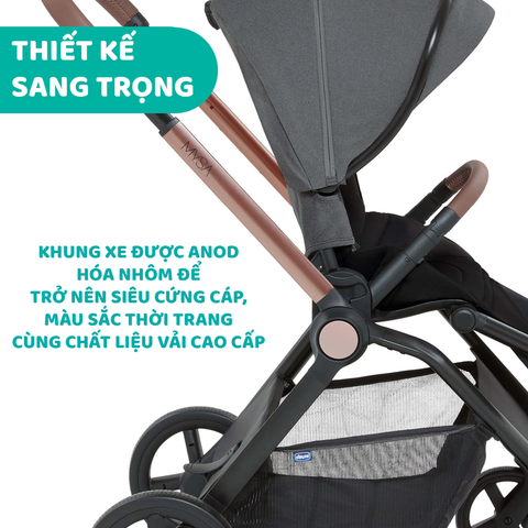Xe đẩy cho bé Chicco Premium Mysa - Màu Đen Satin